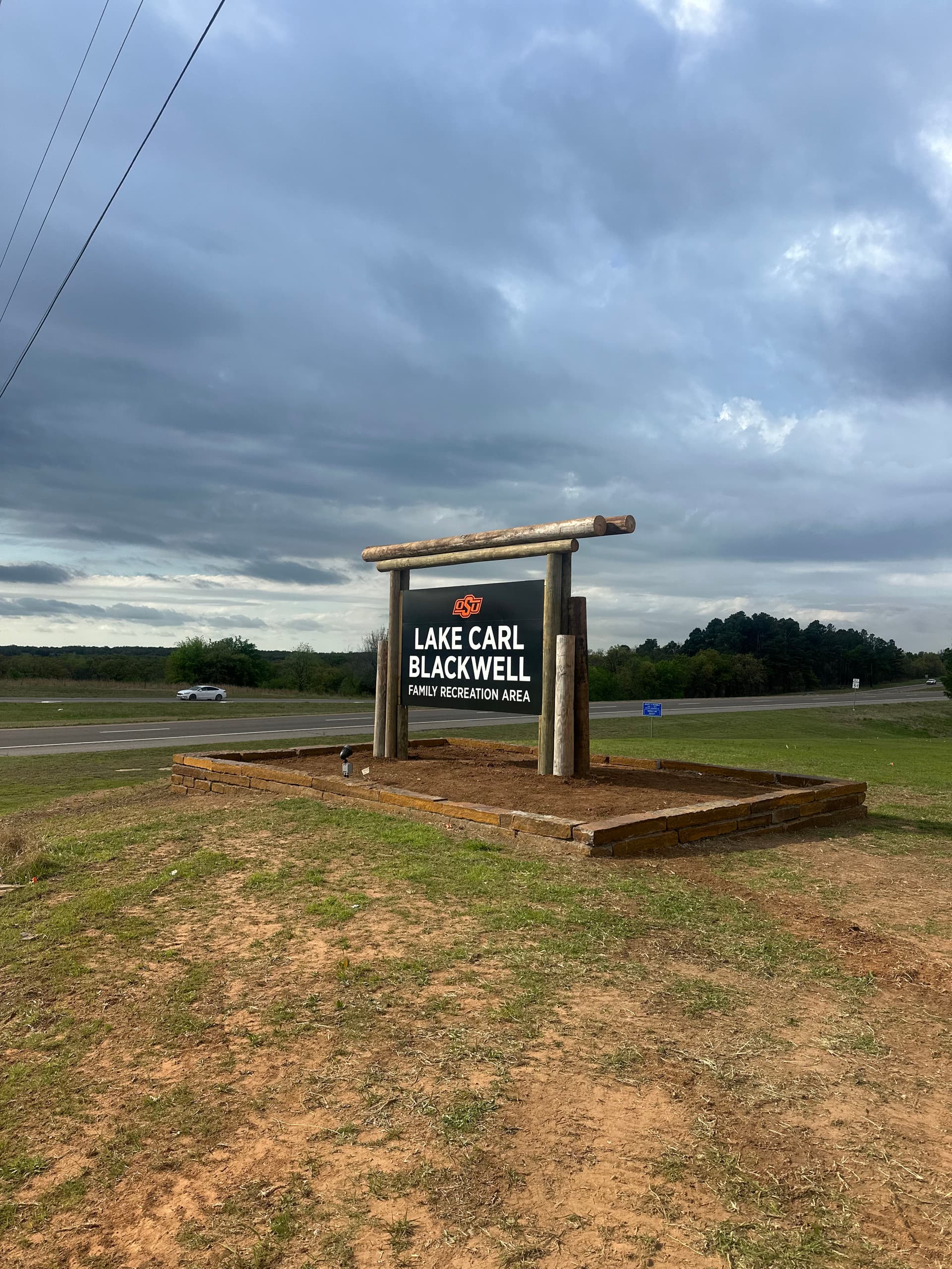 Entrance Sign Upgrade at Lake Carl Blackwell with Stone Wall image