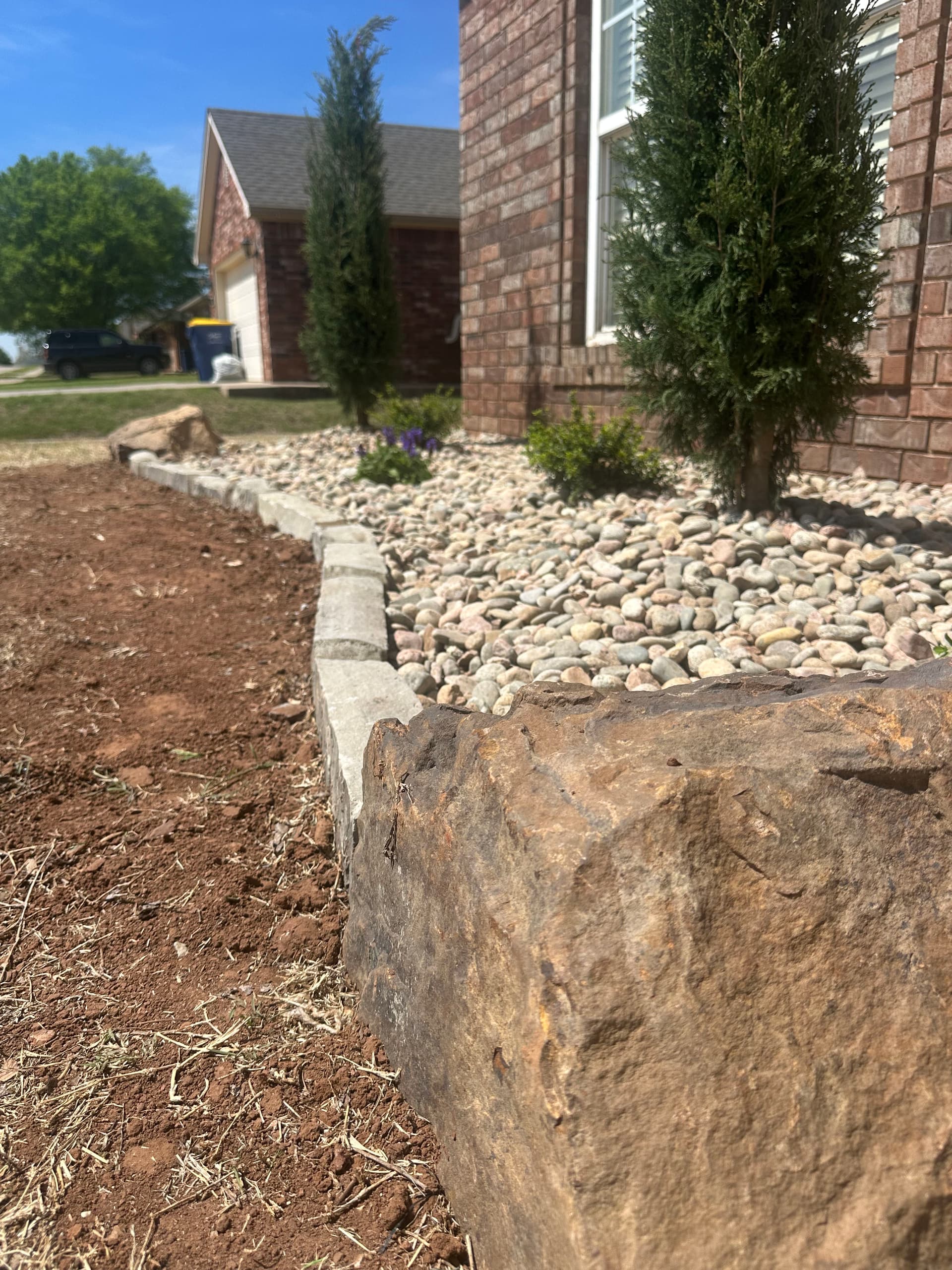 Gallery photos for Retaining Wall, Cedar Pergola, Walkway and Landscaping in Stillwater OK: Image #3